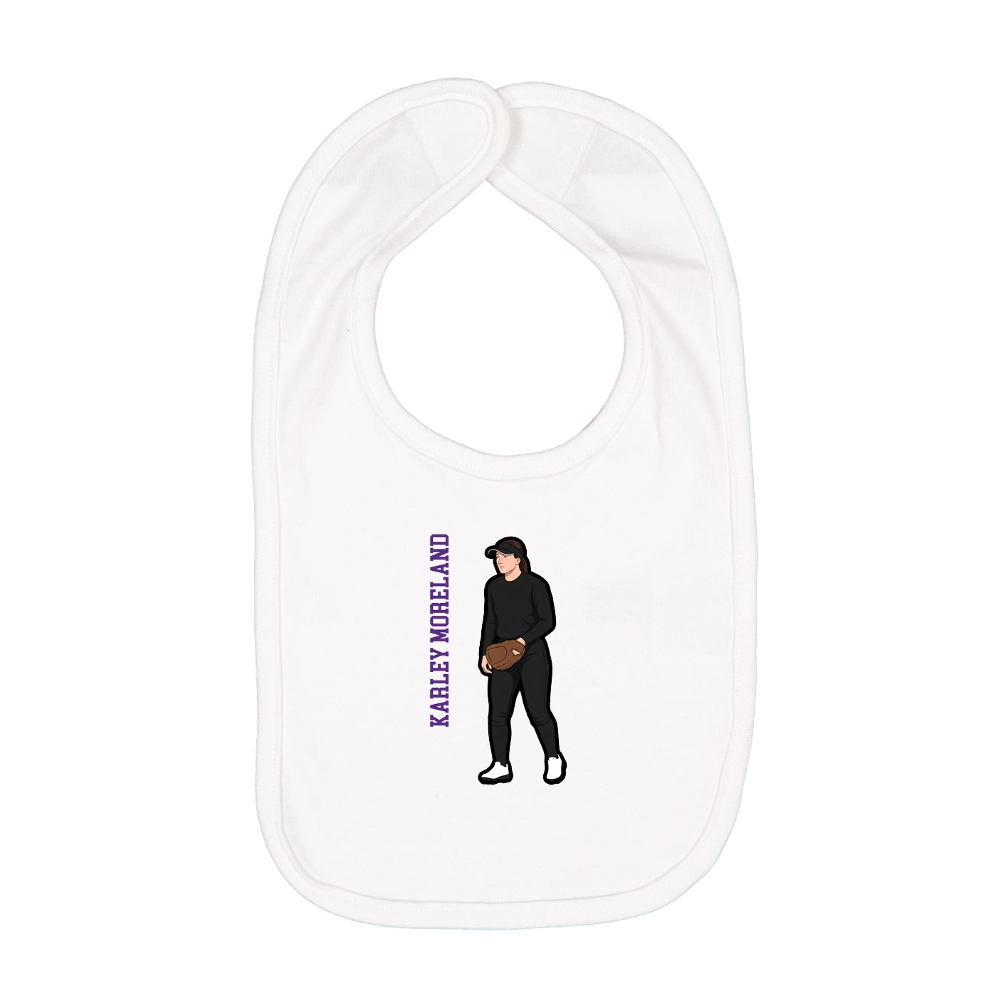 Infant Bib — Name Vertical in White