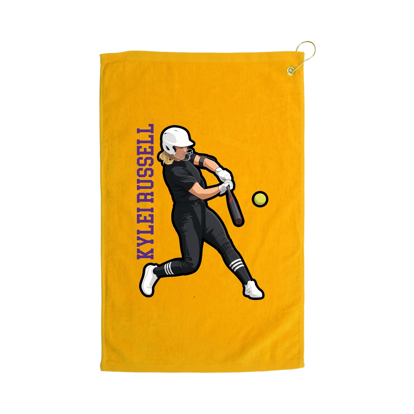Golf Towel — Name Vertical in Gold