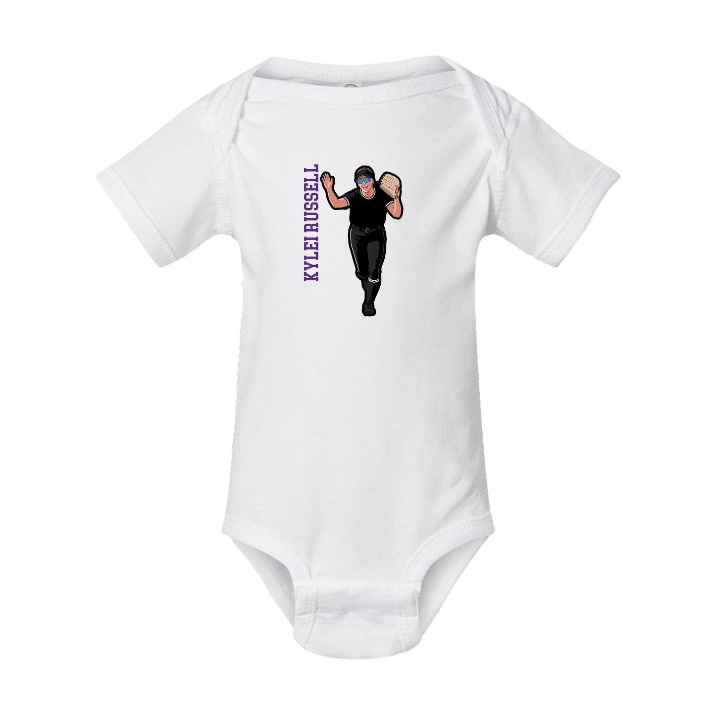 Baby Onesie — Name Vertical in White