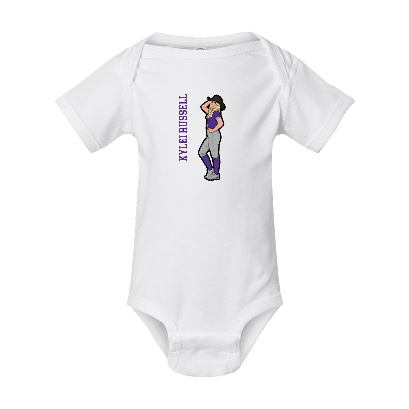 Baby Onesie — Name Vertical in White
