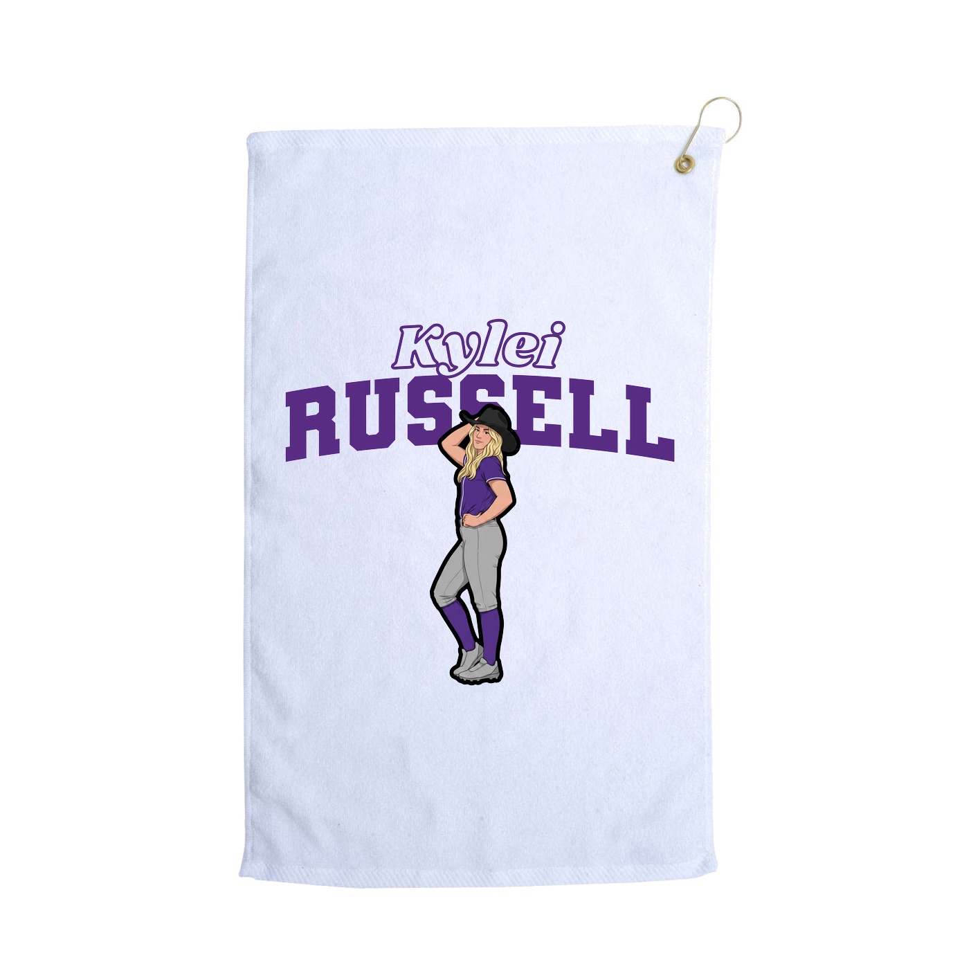 Golf Towel — Name Arch in White