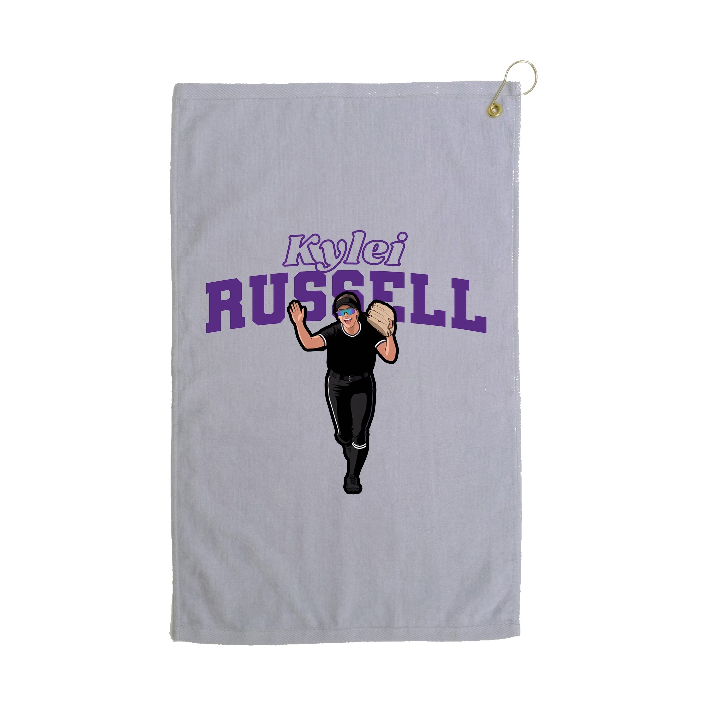 Golf Towel — Name Arch in Grey