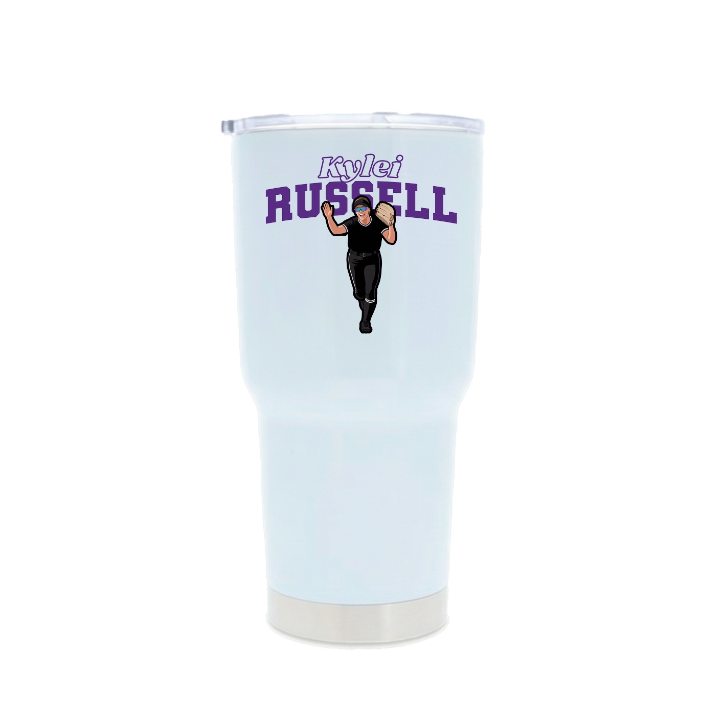 30oz Stainless Steel Tumbler — Name Arch in White