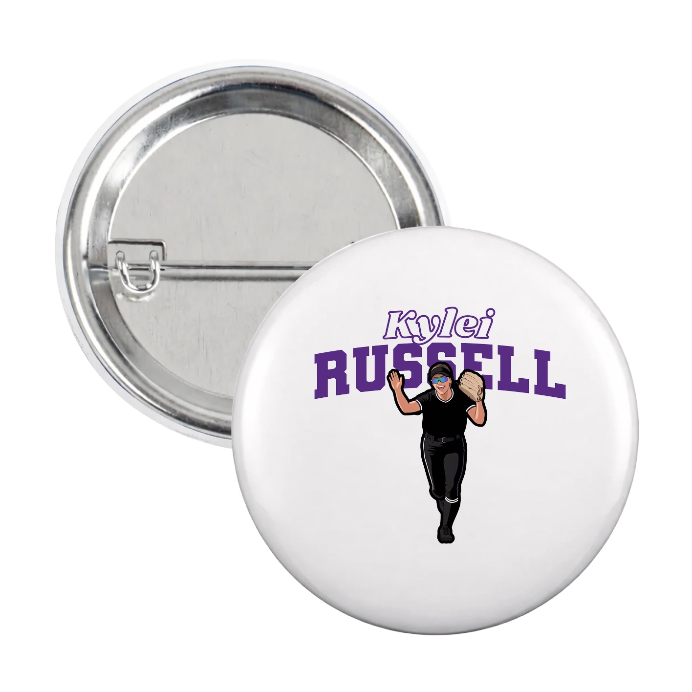 Game Day Button — Name Arch in White