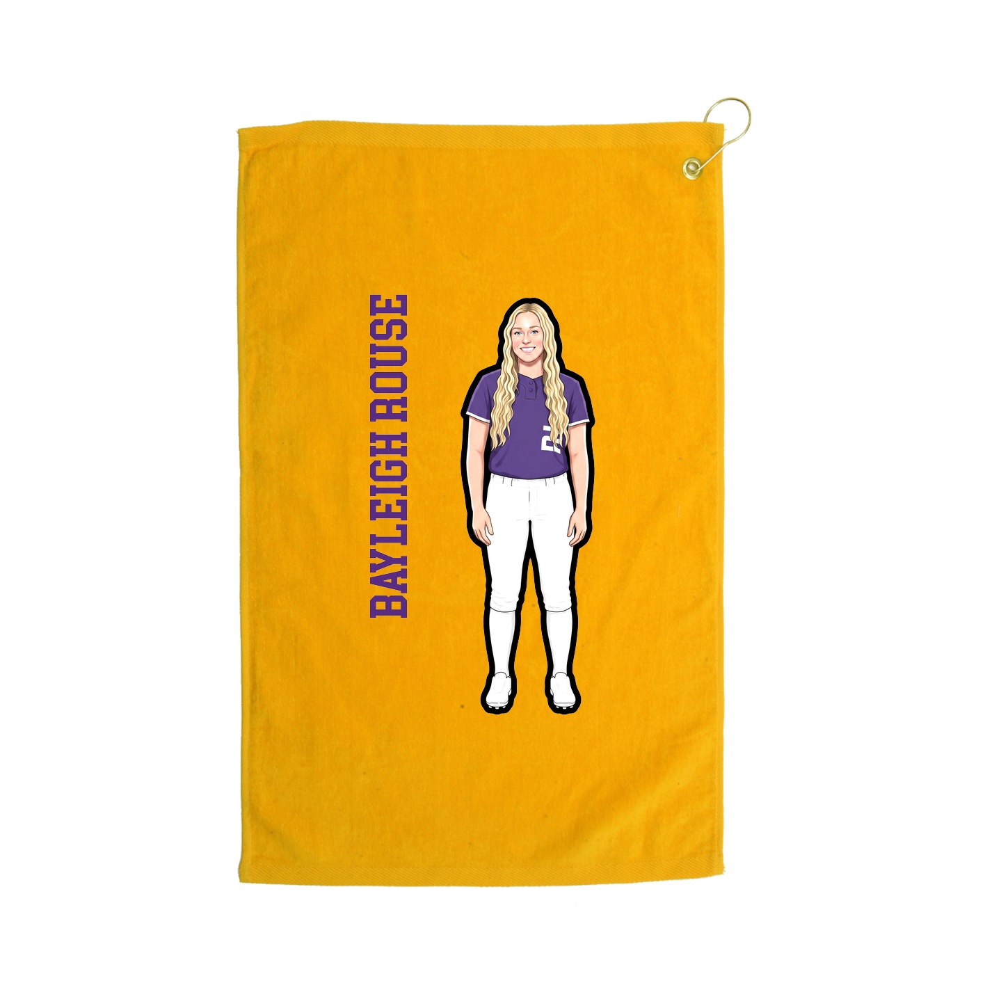 Golf Towel — Name Vertical in Gold