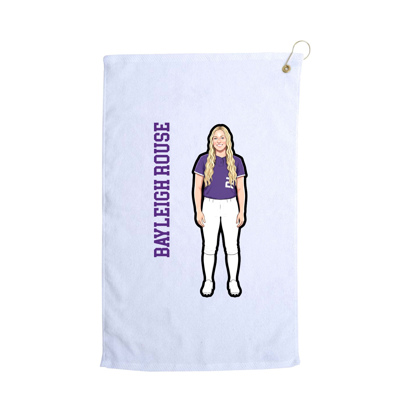Golf Towel — Name Vertical in White