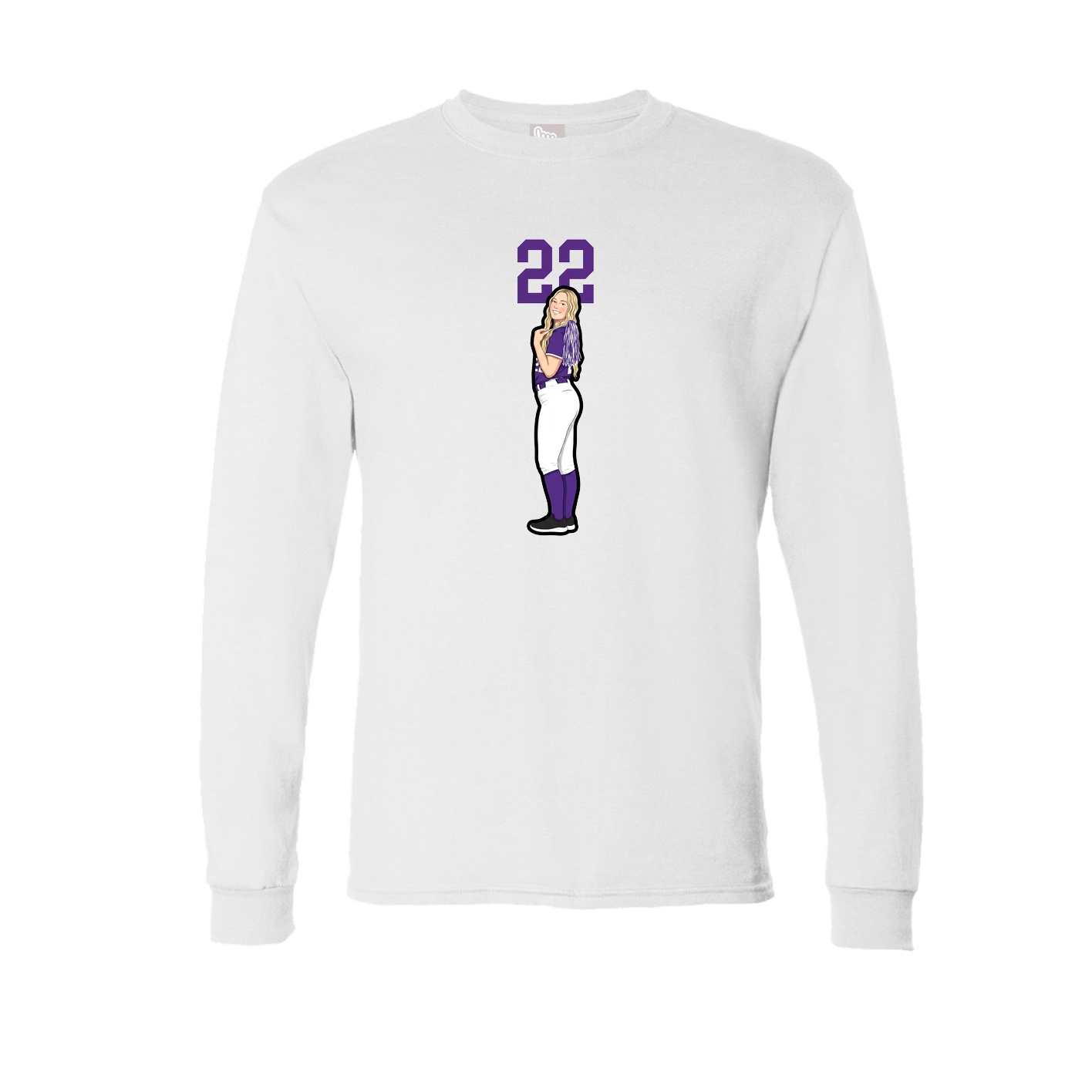 Long Sleeve Tee — Number Top in White