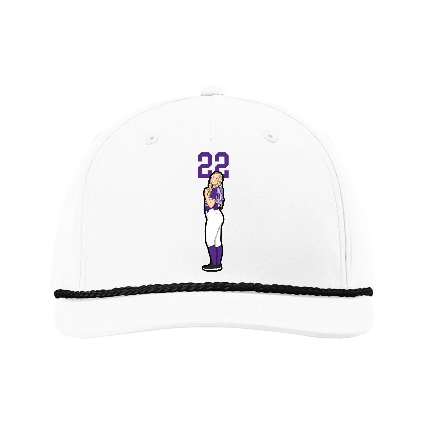 Five-Panel Classic Rope Cap — Number Top in White