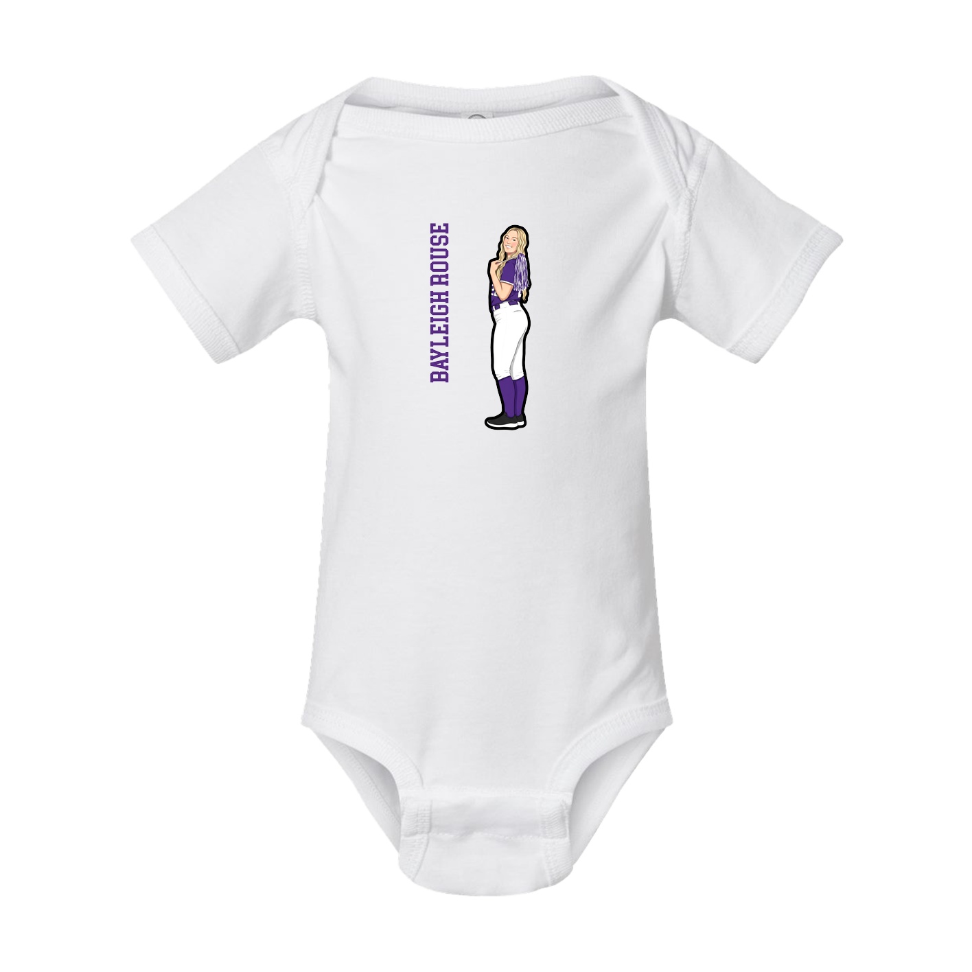 Baby Onesie — Name Vertical in White