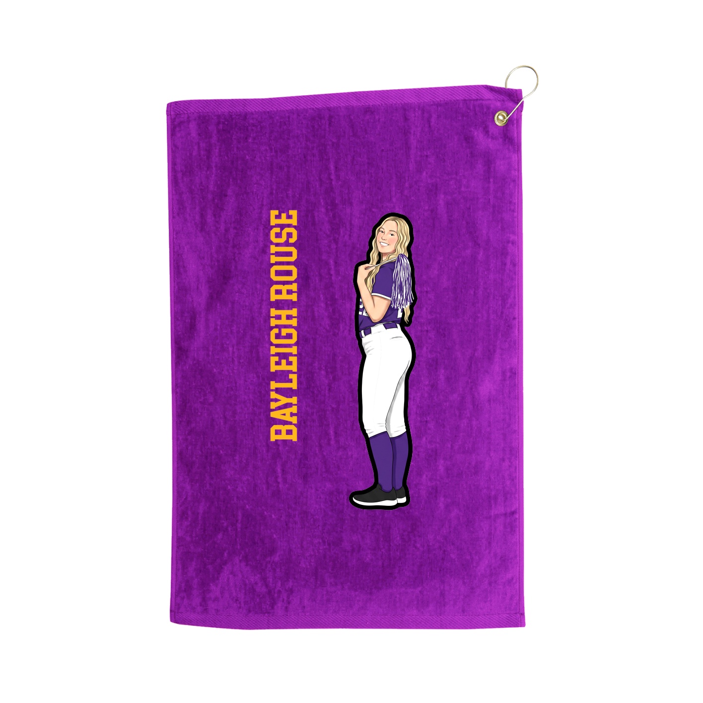 Golf Towel — Name Vertical in Purple