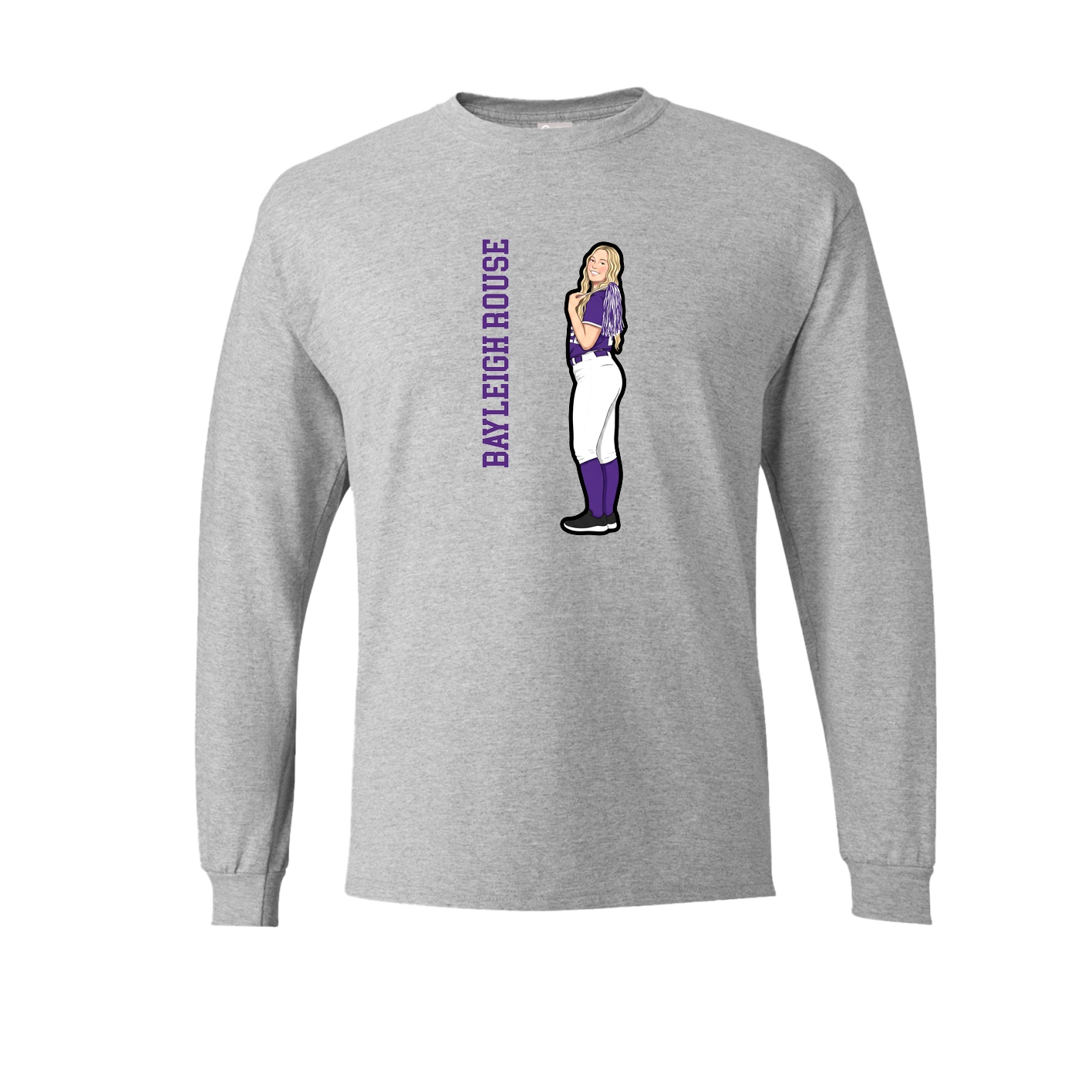 Long Sleeve Tee — Name Vertical in Grey