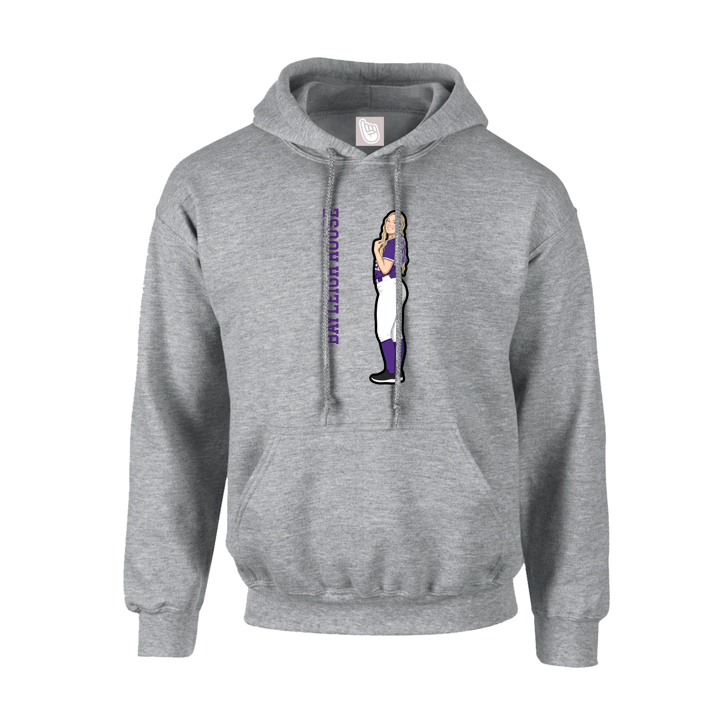 Youth Hoodie — Name Vertical in Grey