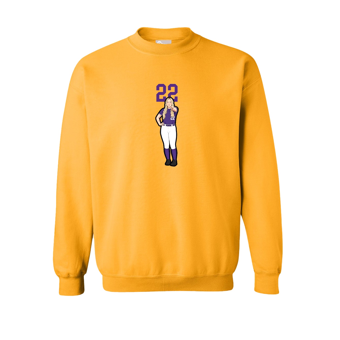 Fleece Crew — Number Top in Gold