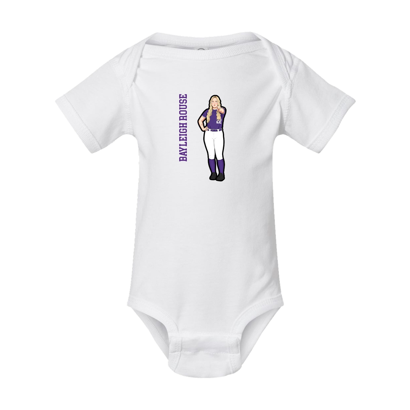 Baby Onesie — Name Vertical in White
