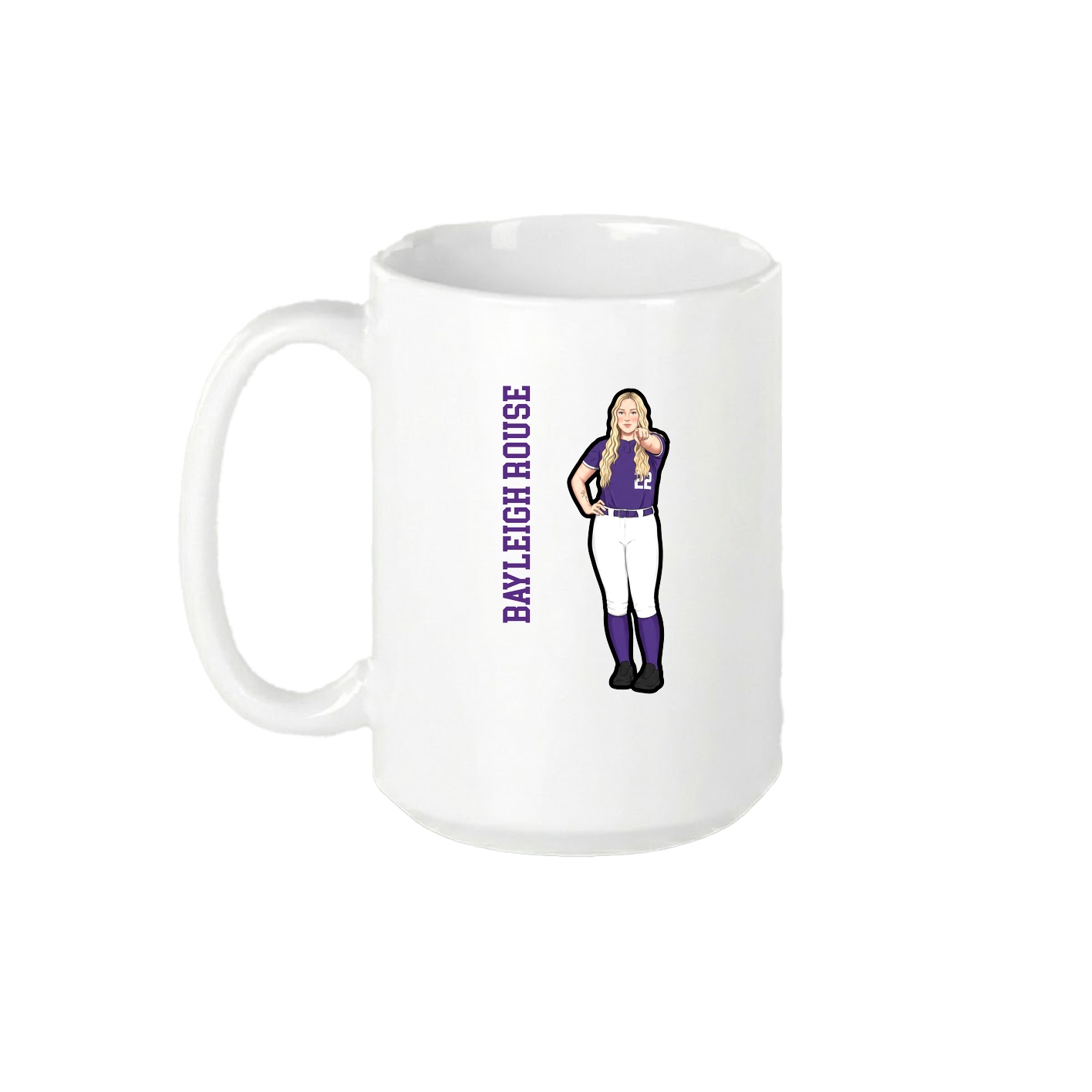 15oz Coffee Mug — Name Vertical in White