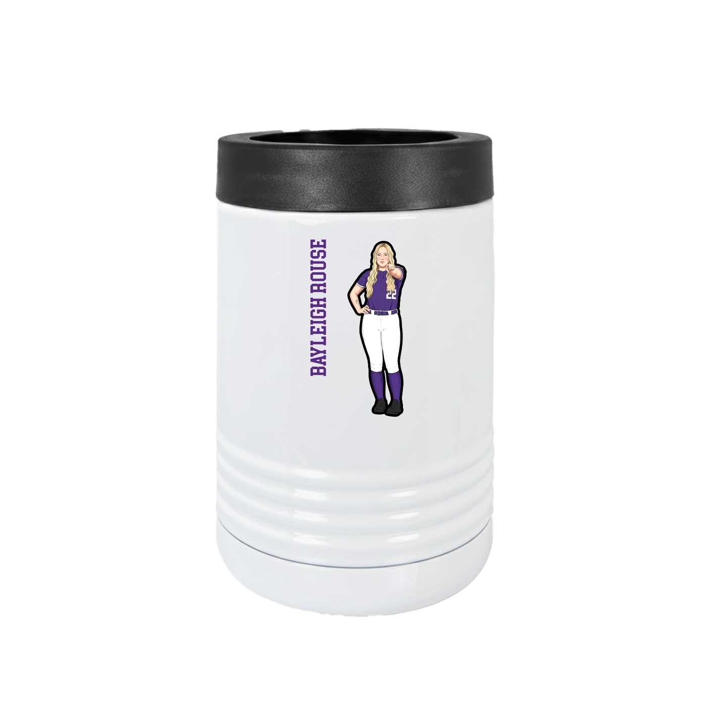 Beverage Holder — Name Vertical in White