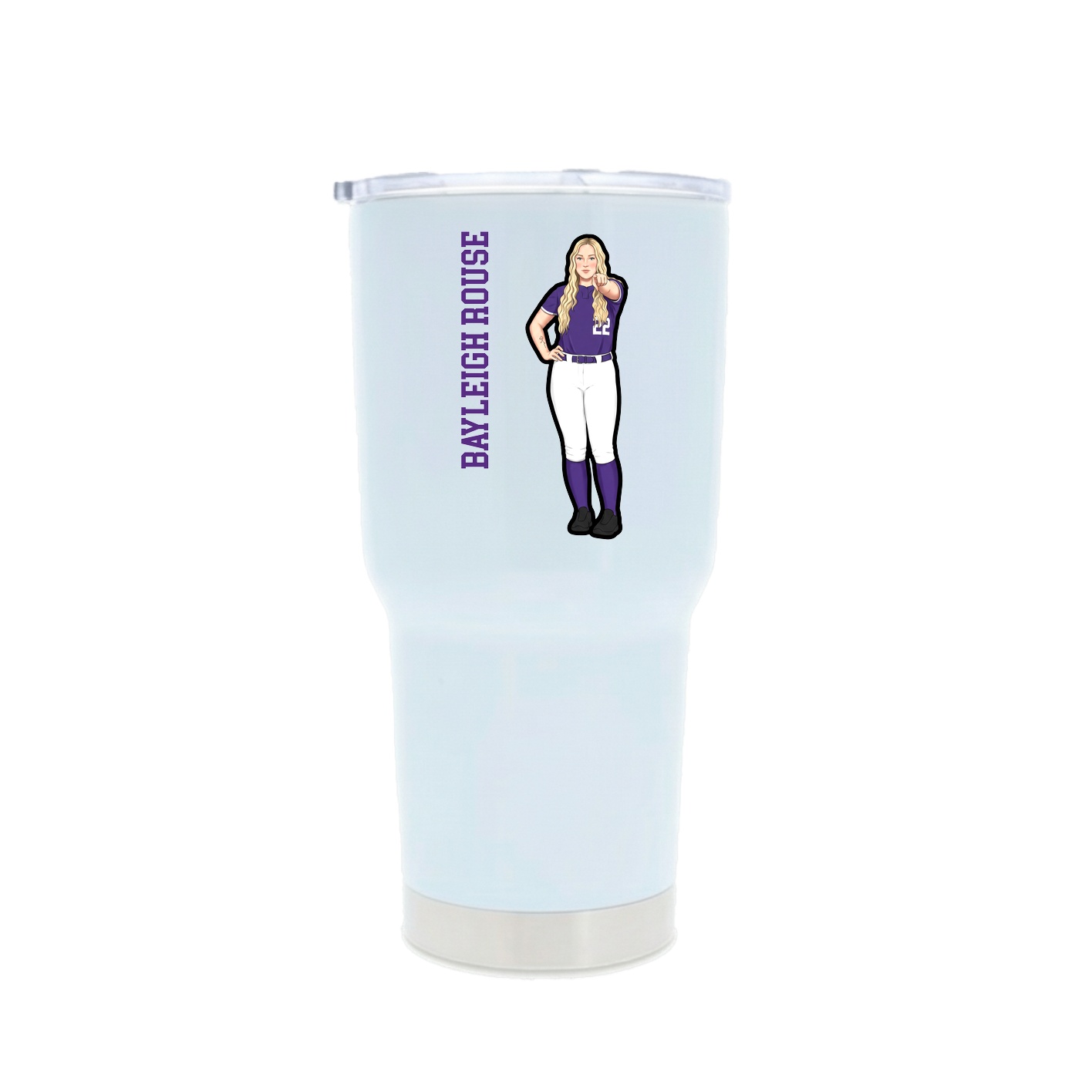 30oz Stainless Steel Tumbler — Name Vertical in White