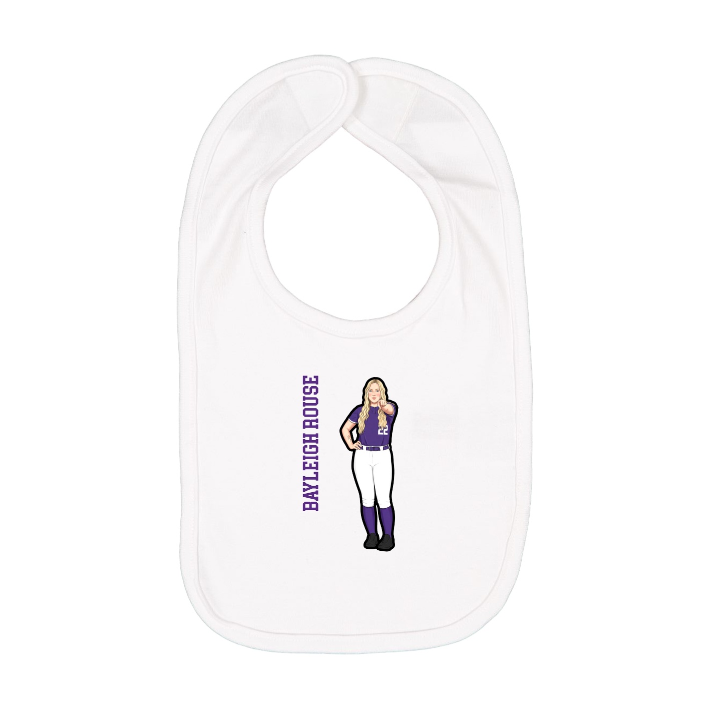 Infant Bib — Name Vertical in White