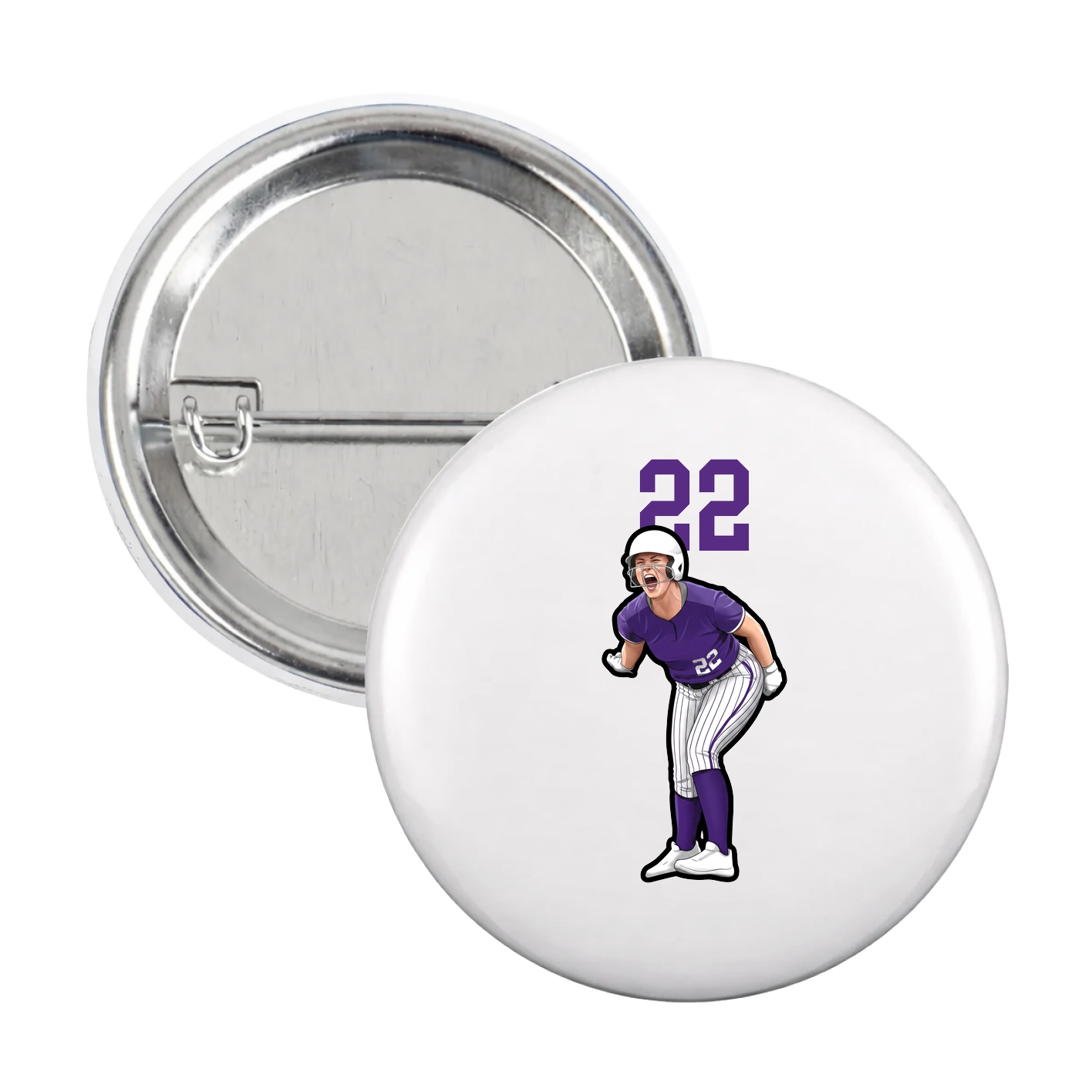 Game Day Button — Number Top in White