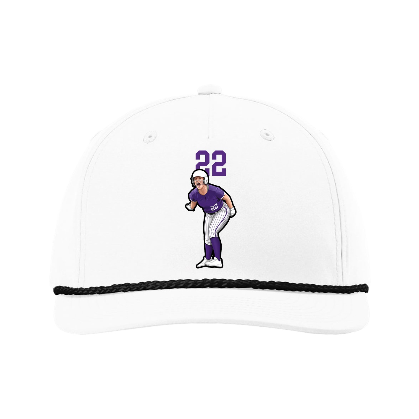 Five-Panel Classic Rope Cap — Number Top in White