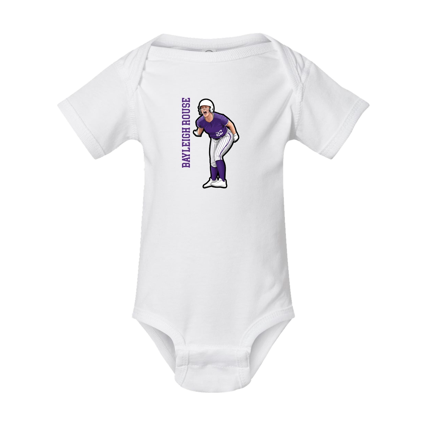 Baby Onesie — Name Vertical in White