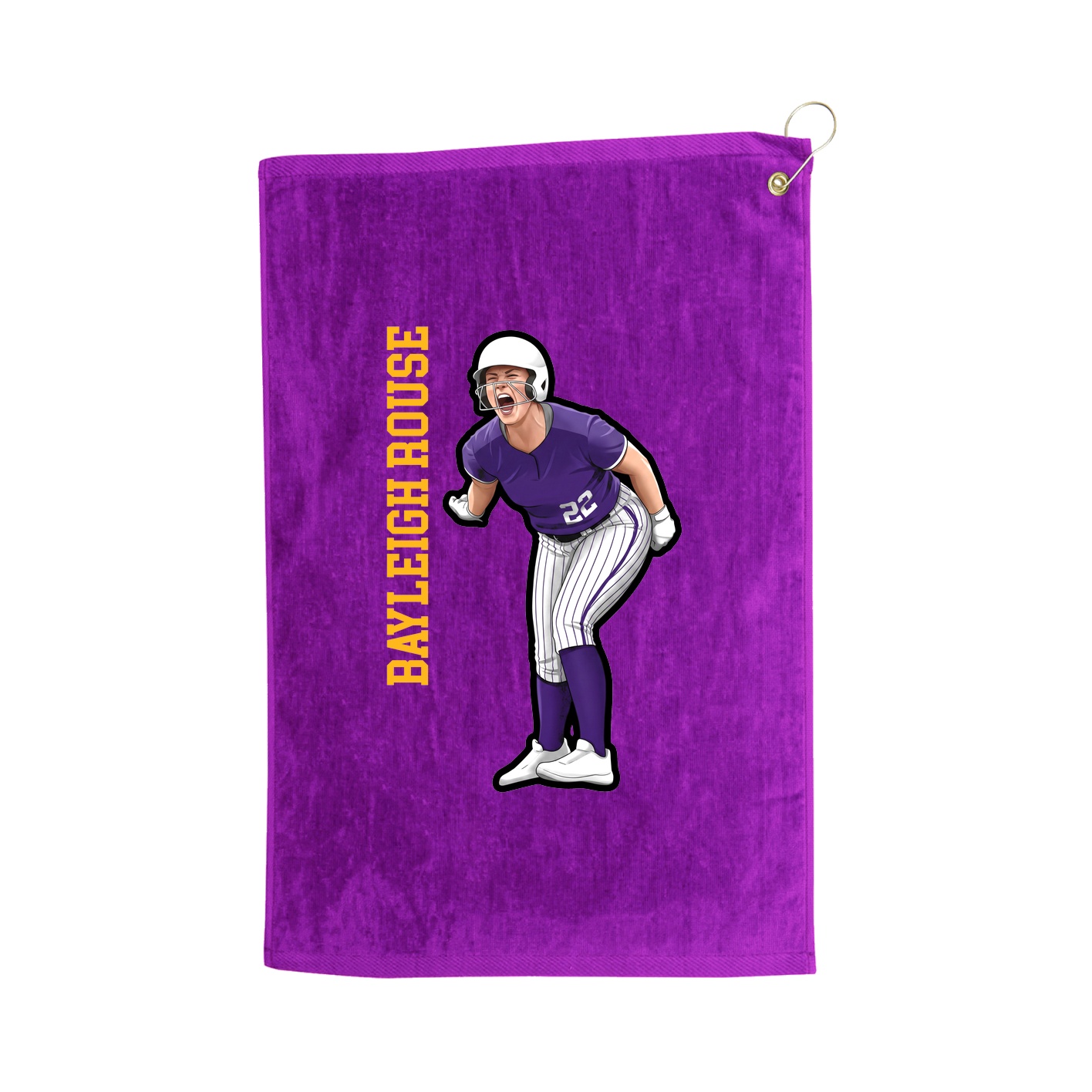Golf Towel — Name Vertical in Purple