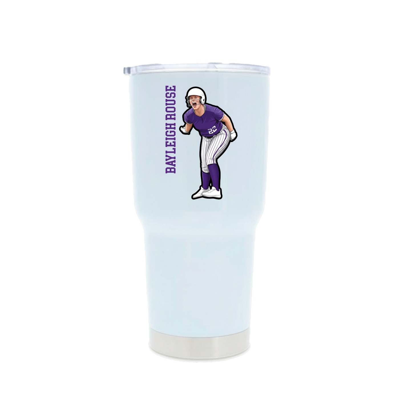 30oz Stainless Steel Tumbler — Name Vertical in White
