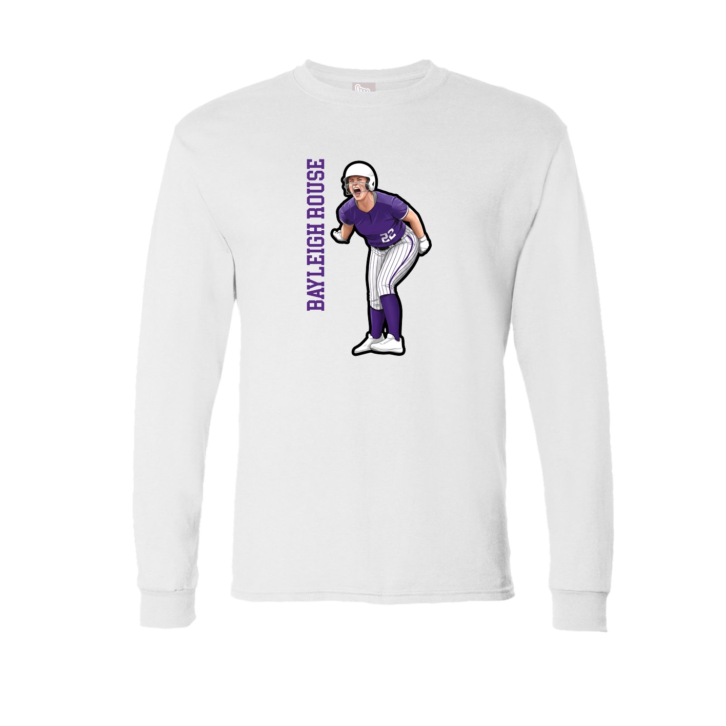 Long Sleeve Tee — Name Vertical in White