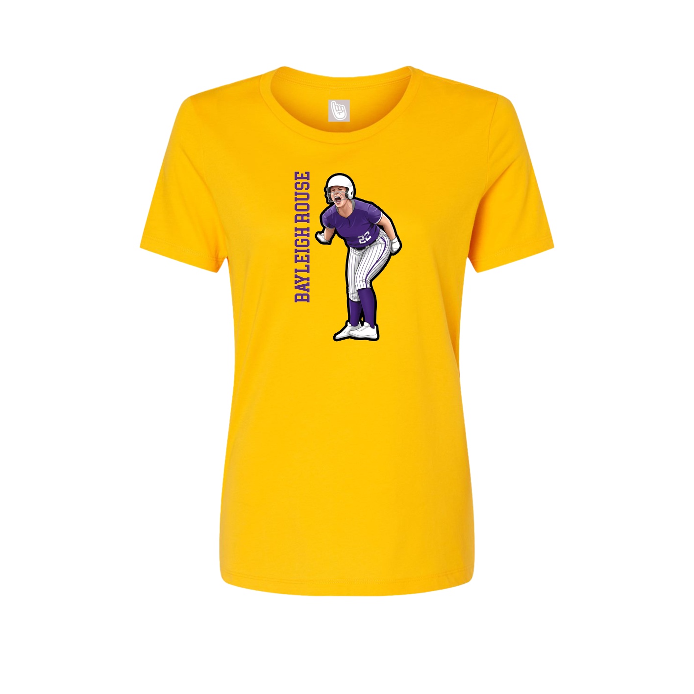 Fitted Women's Tee — Name Vertical in Gold