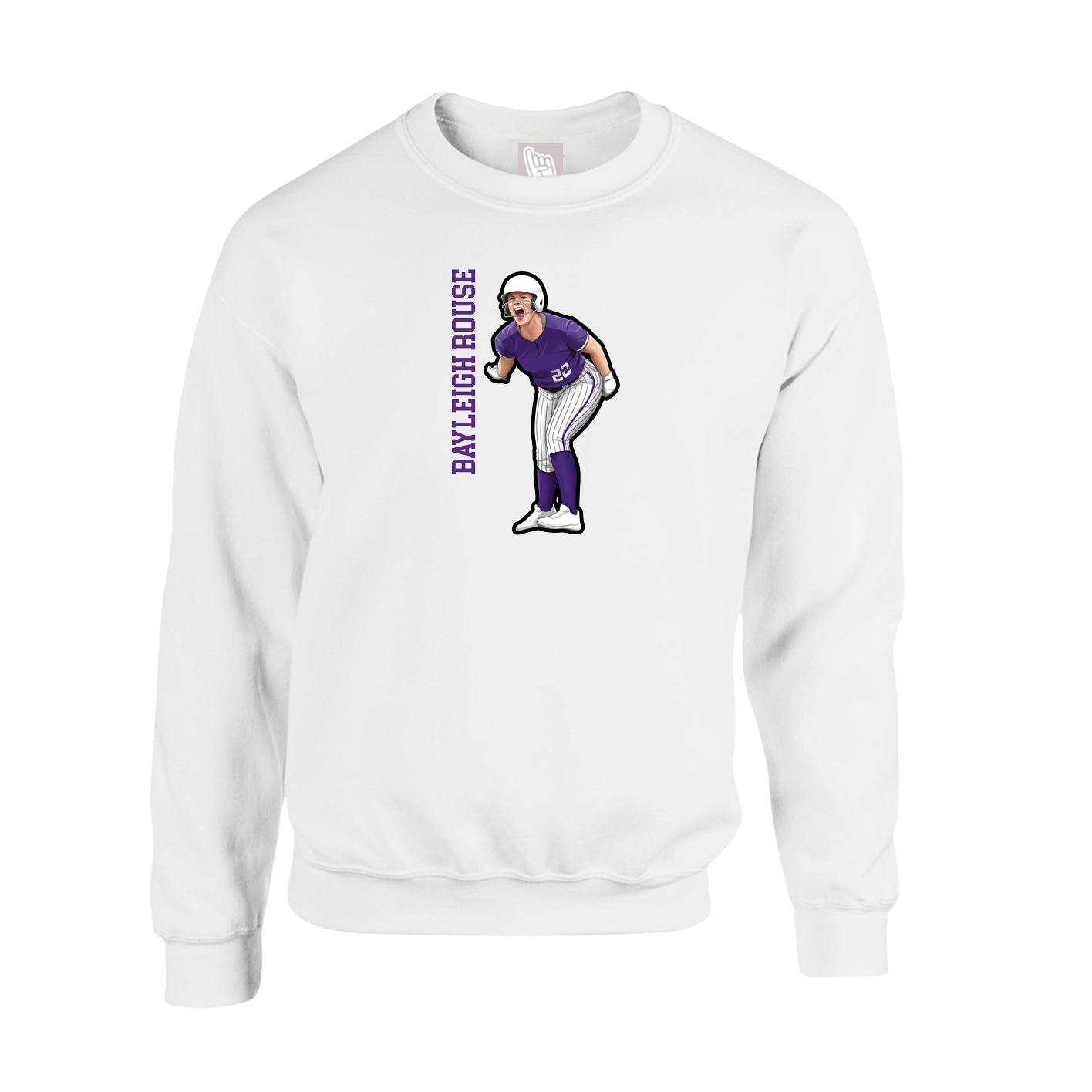 Fleece Crew — Name Vertical in White