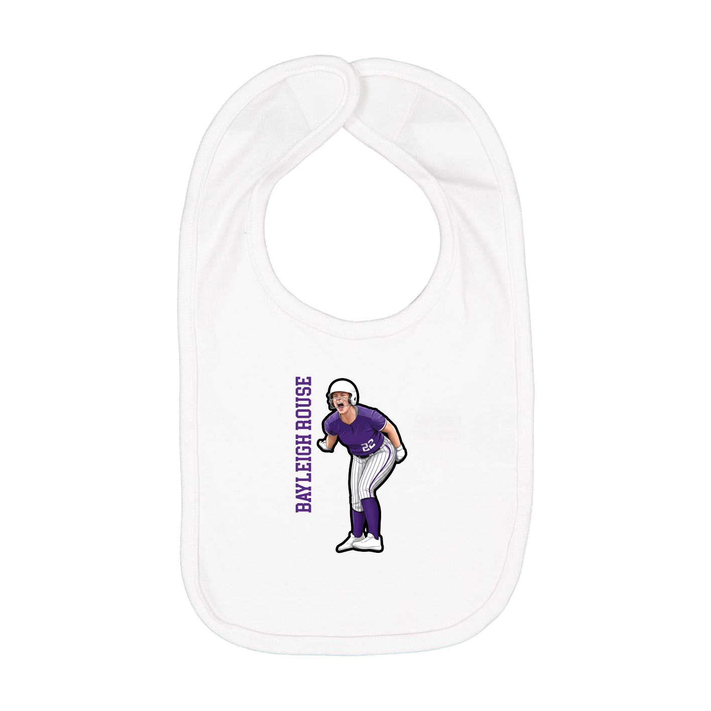 Infant Bib — Name Vertical in White