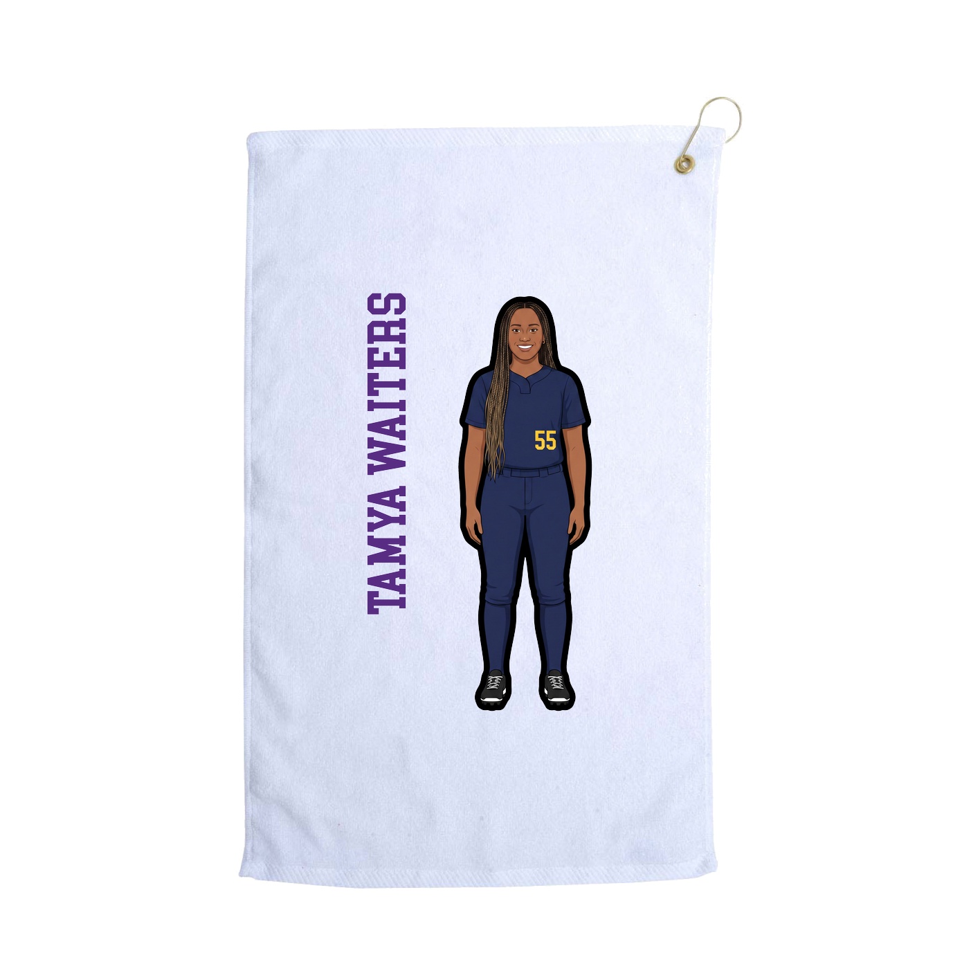 Golf Towel — Name Vertical in White