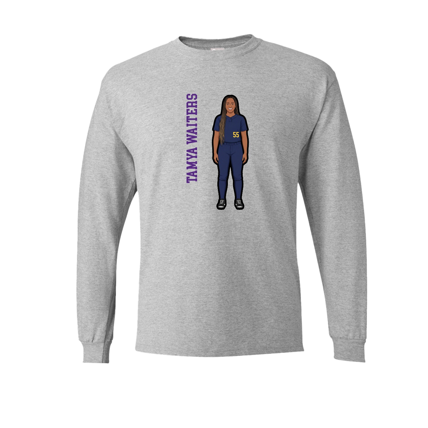 Long Sleeve Tee — Name Vertical in Grey