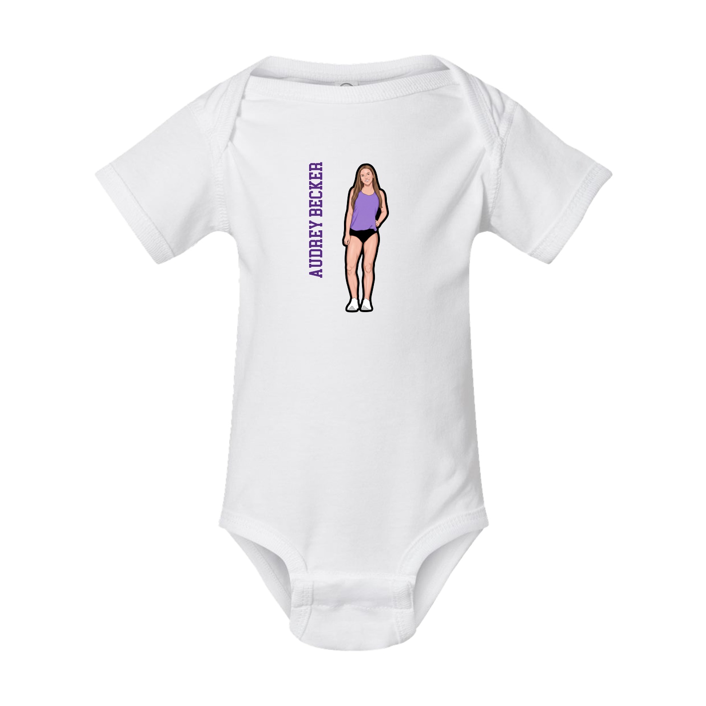 Baby Onesie — Name Vertical in White