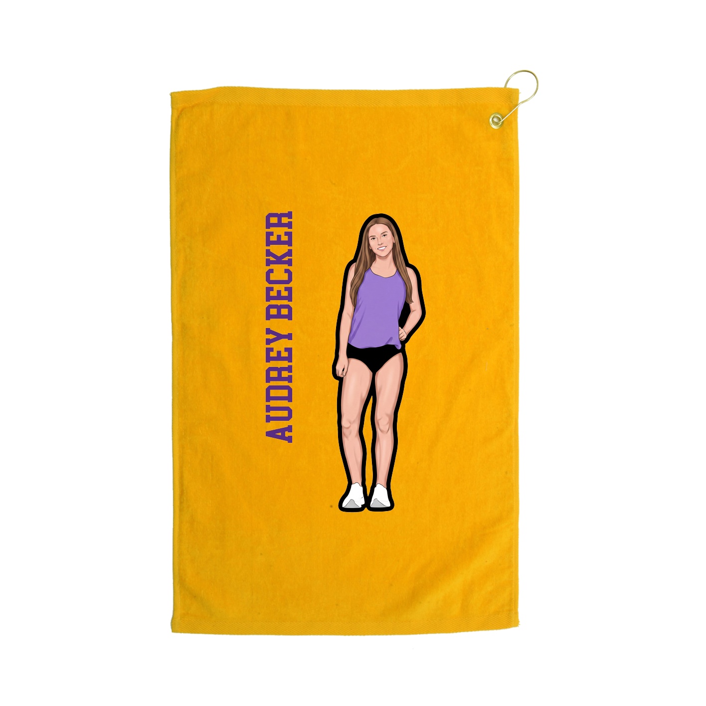Golf Towel — Name Vertical in Gold