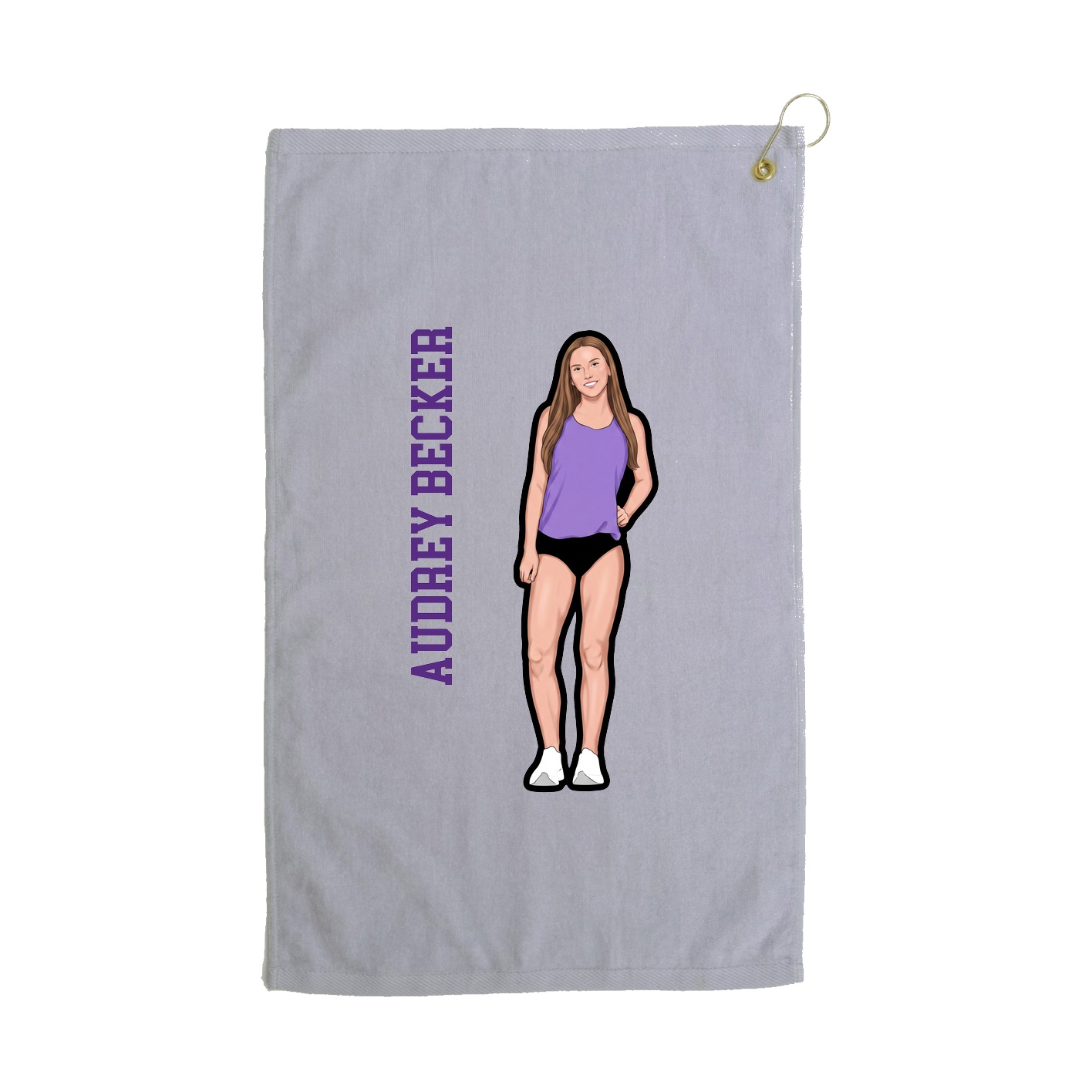 Golf Towel — Name Vertical in Grey