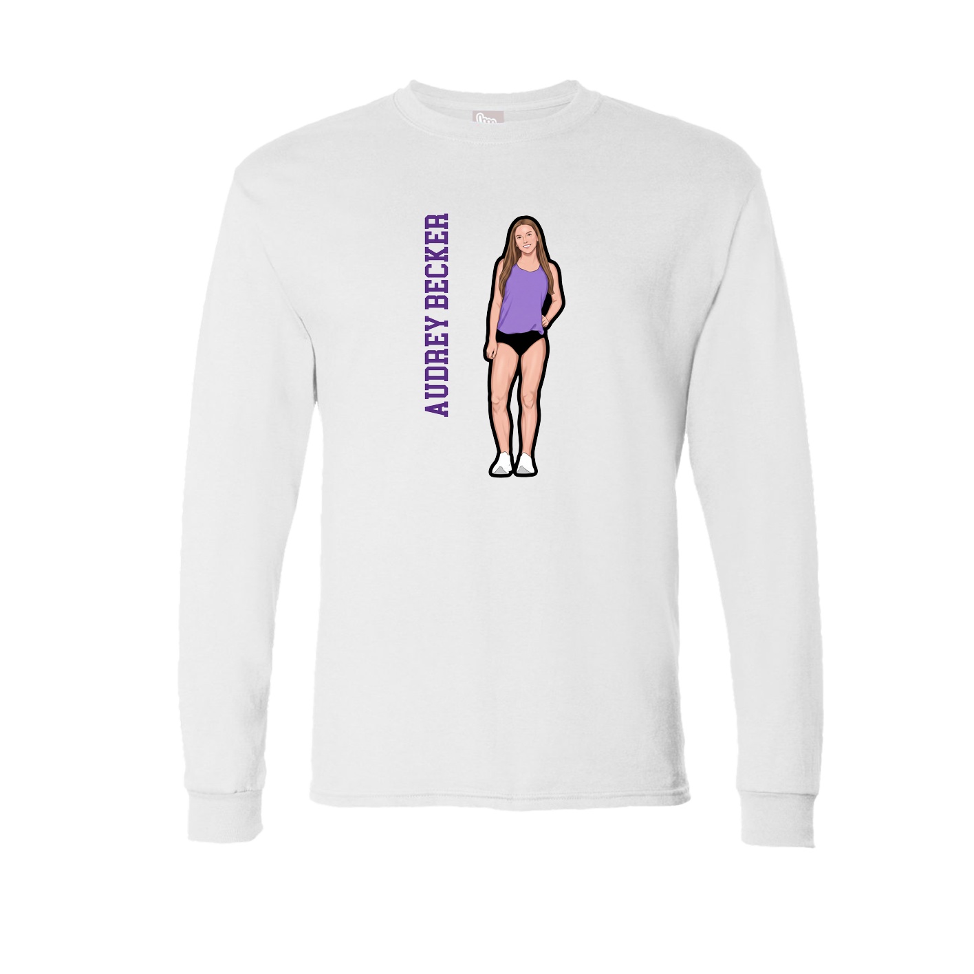 Long Sleeve Tee — Name Vertical in White