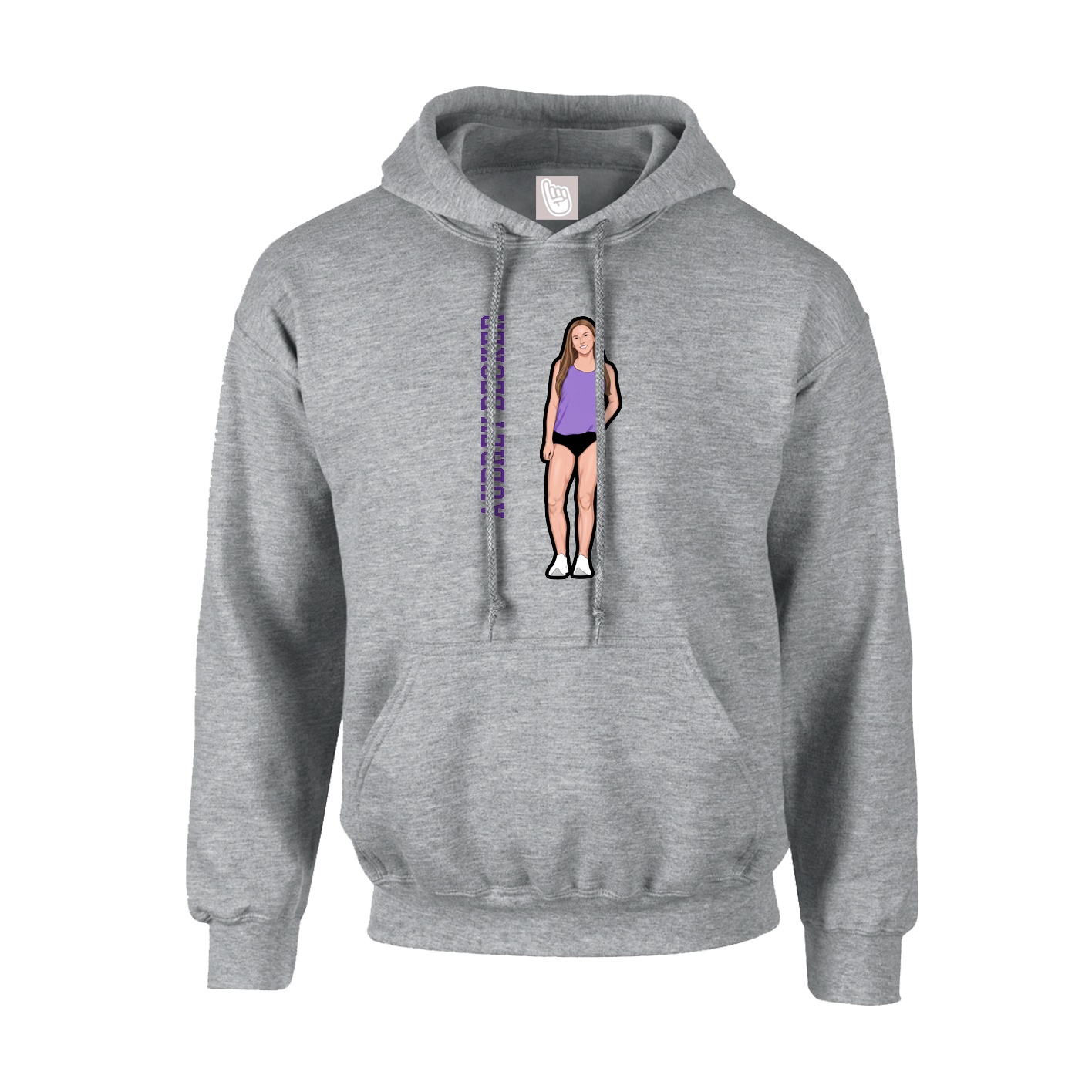 Youth Hoodie — Name Vertical in Grey