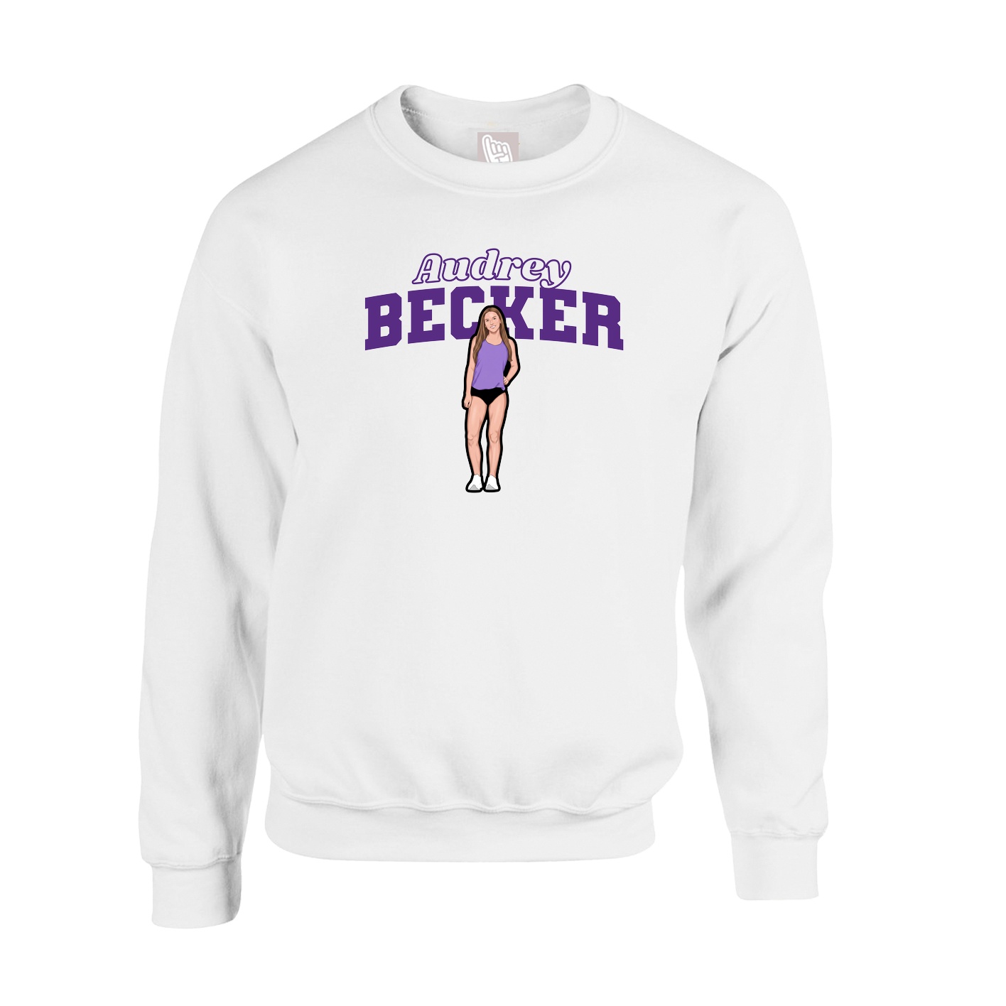 Fleece Crew — Name Arch in White