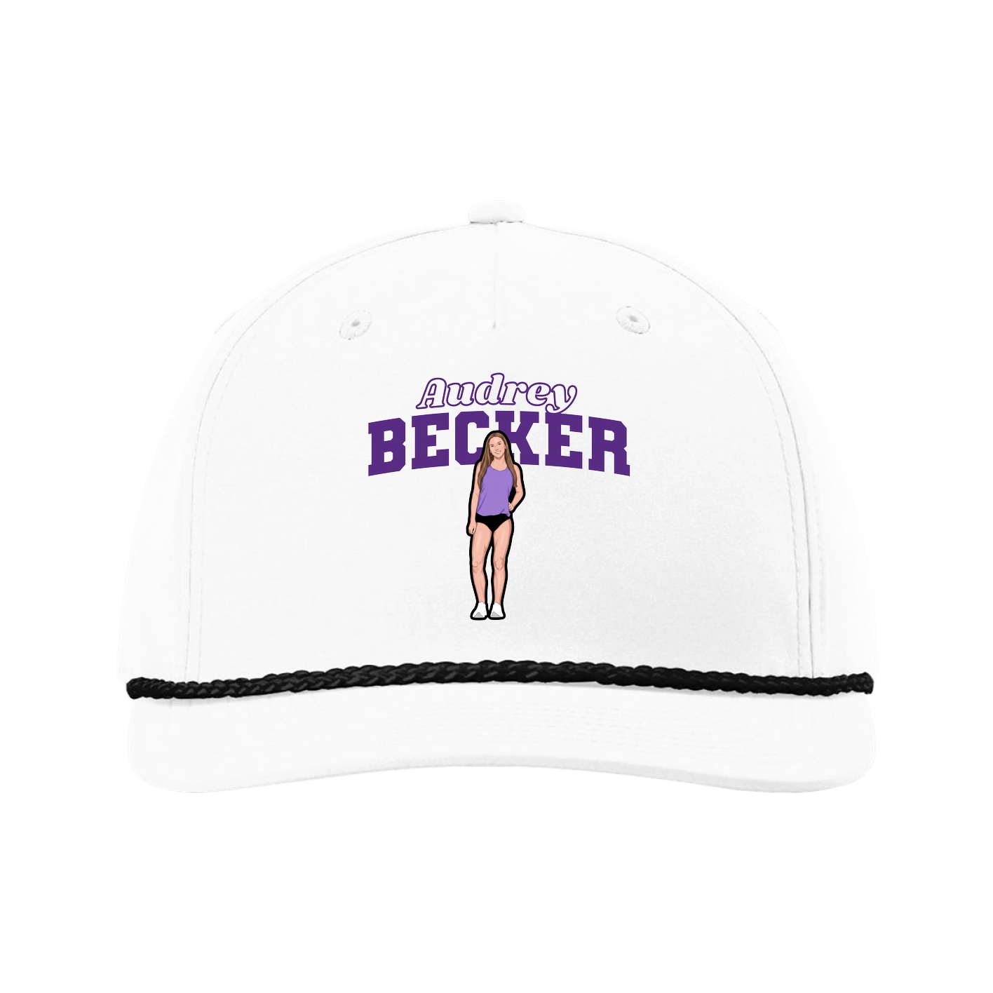 Five-Panel Classic Rope Cap — Name Arch in White