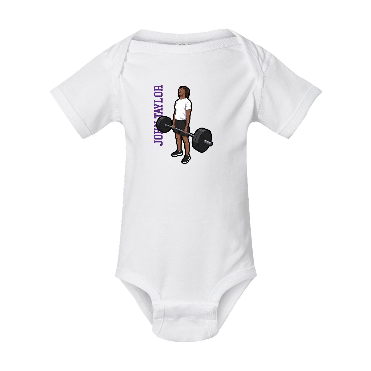 Baby Onesie — Name Vertical in White