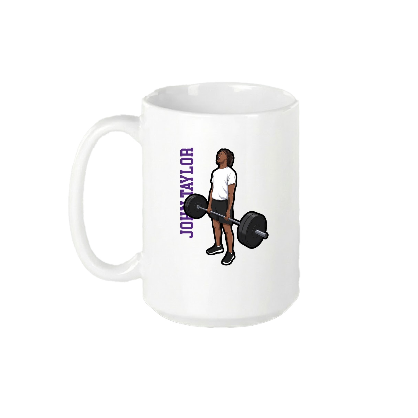 15oz Coffee Mug — Name Vertical in White
