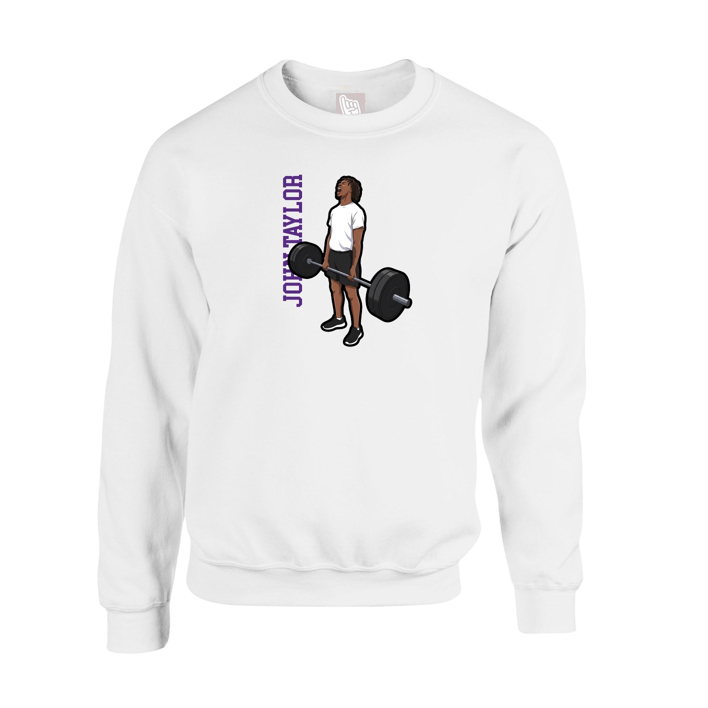 Fleece Crew — Name Vertical in White