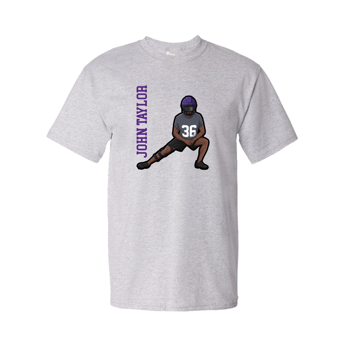 Youth Tee — Name Vertical in Grey