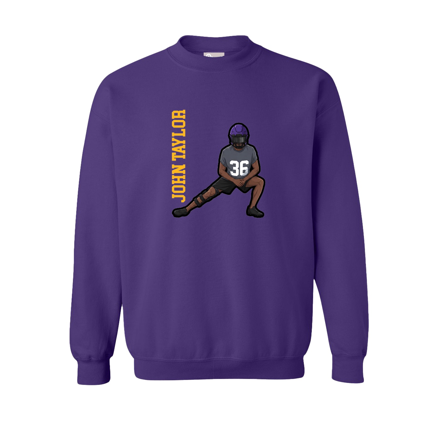 Fleece Crew — Name Vertical in Purple