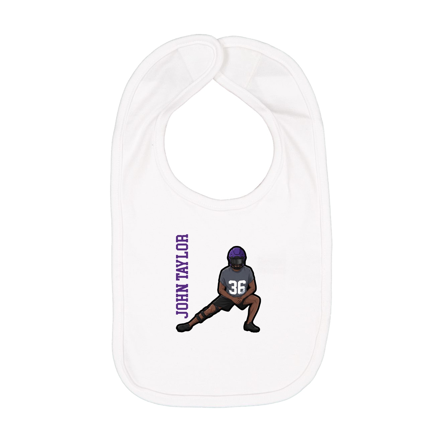Infant Bib — Name Vertical in White