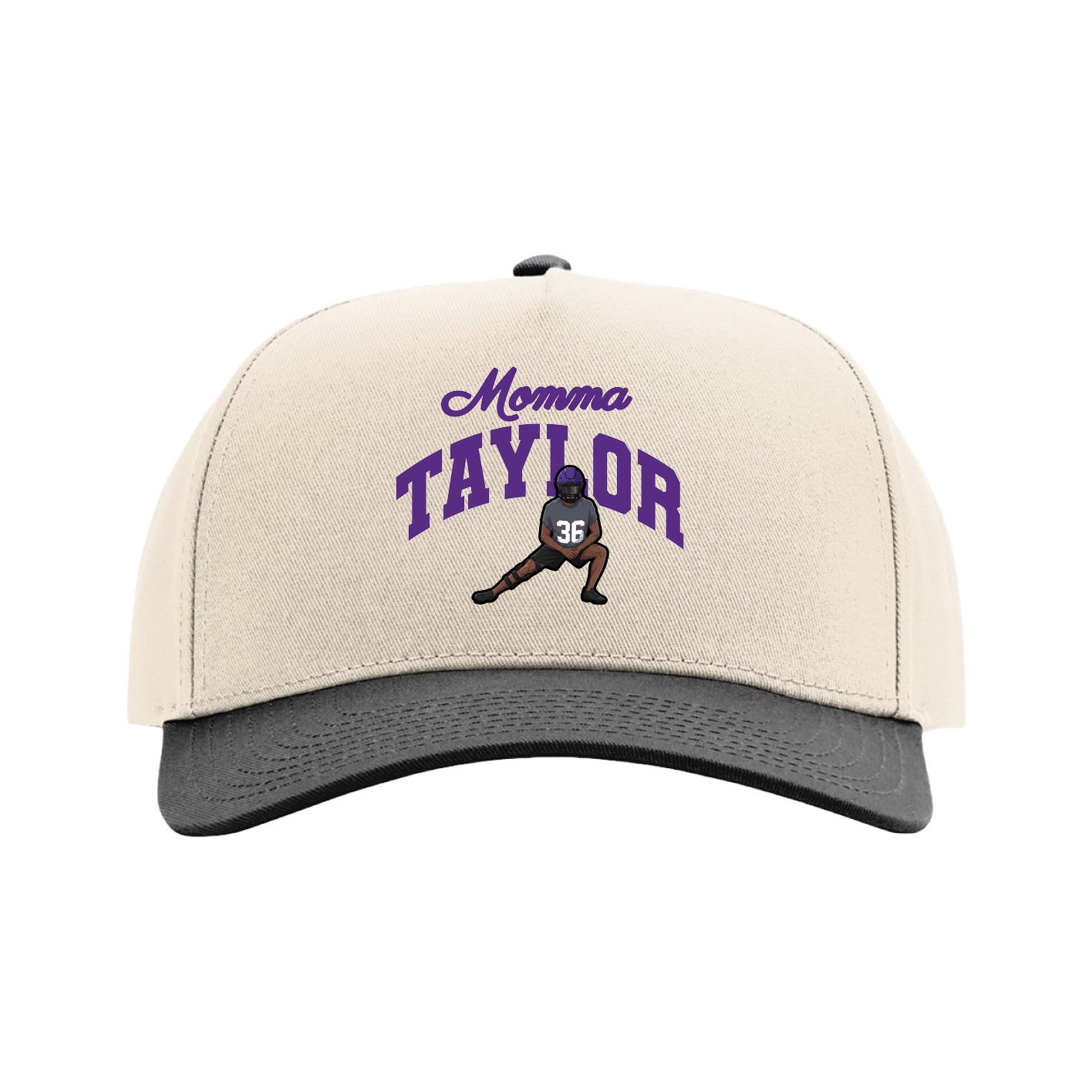 Full Fabric Five-Panel Champ Cap — Mothers Day Arch in Cream/Black