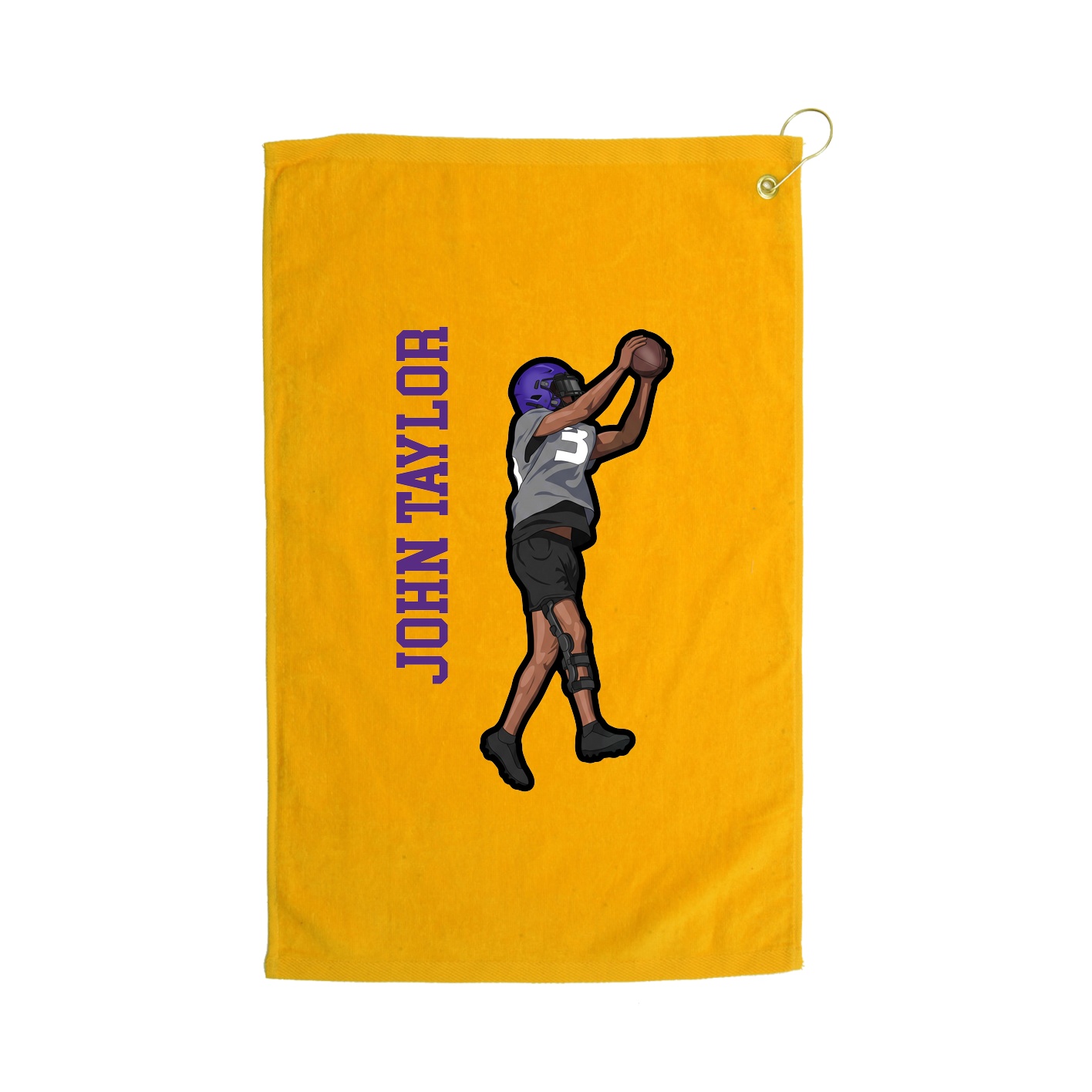 Golf Towel — Name Vertical in Gold