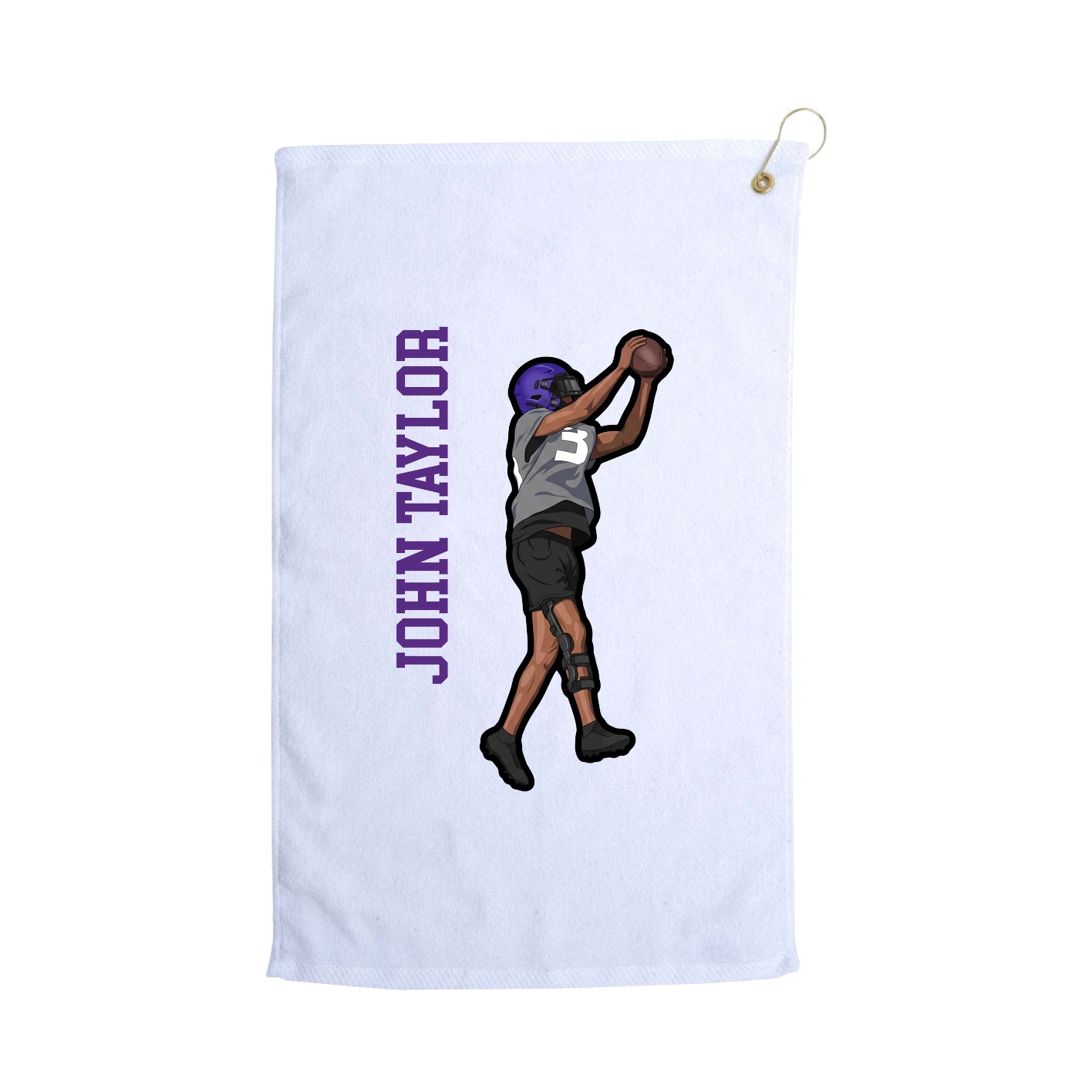 Golf Towel — Name Vertical in White