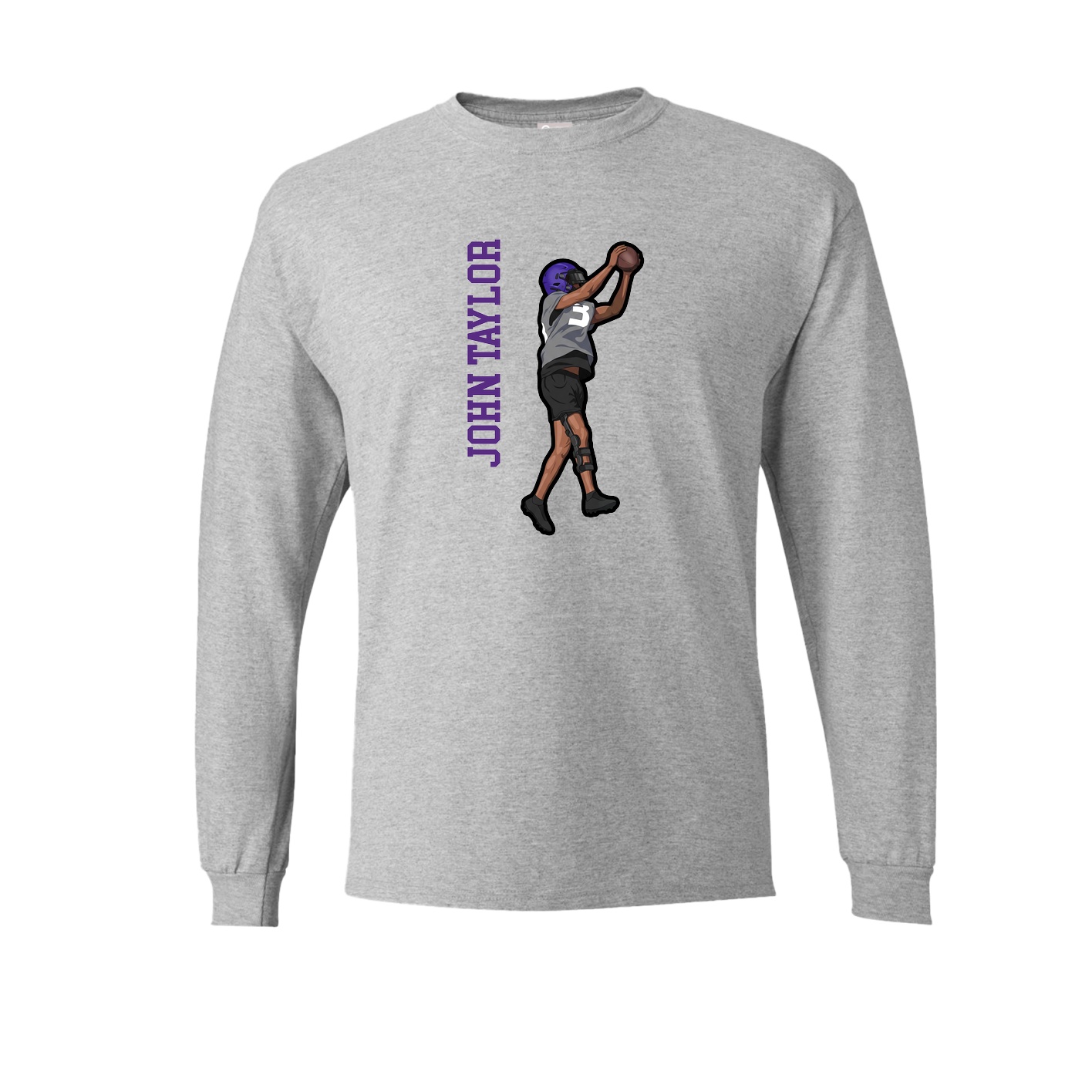 Long Sleeve Tee — Name Vertical in Grey
